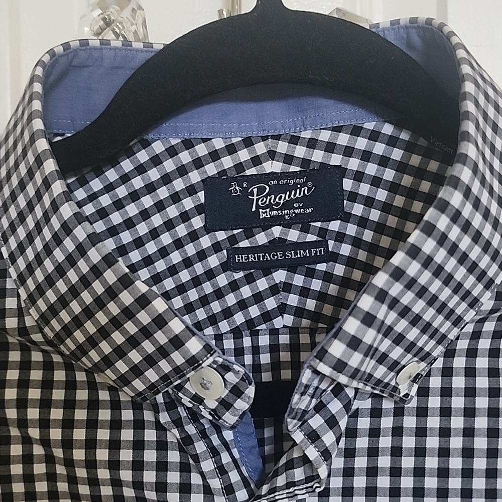 Original Penguin Heritage Slim Fit Shirt Neck Size 16 34/35 - Picture 2 of 9